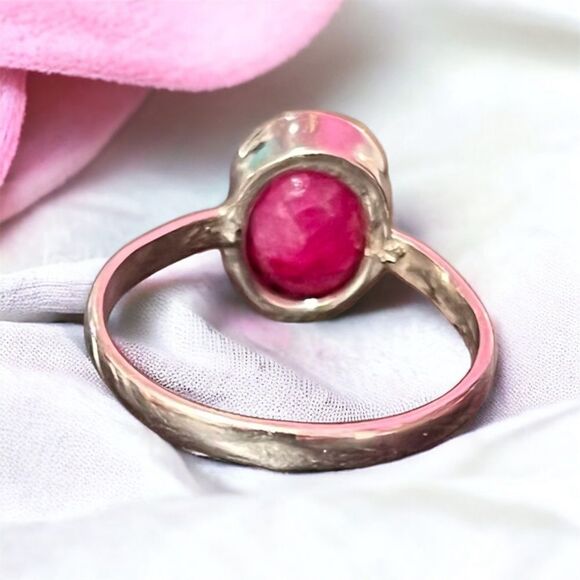Genuine Ruby Sterling Silver Ring Size 7 3/4 Artisan Made NWOT - Picture 4 of 7